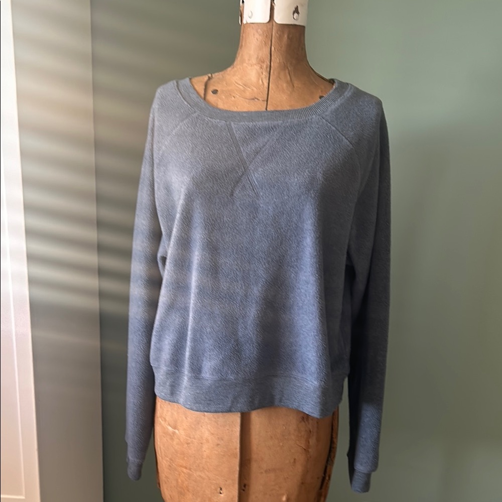 soft blue pullover sweatshirt